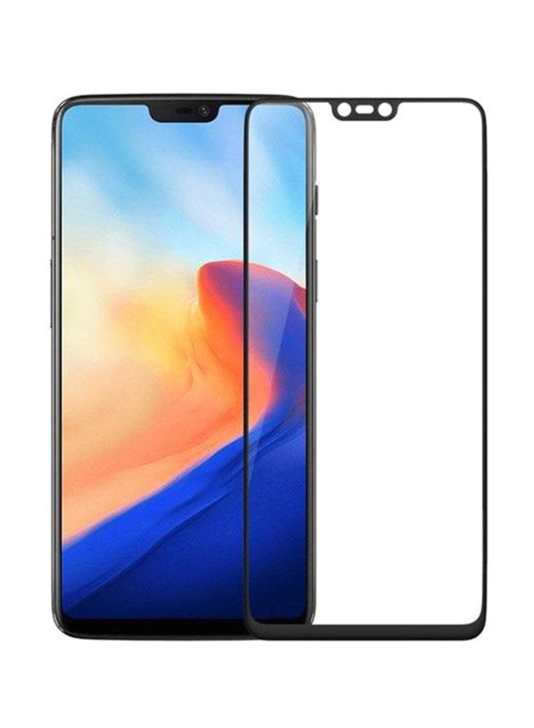 OnePlus 6 3D Curved Full Coverage Tempered Glass Mobile Phone Screen Protector with Frame, Clear/Black