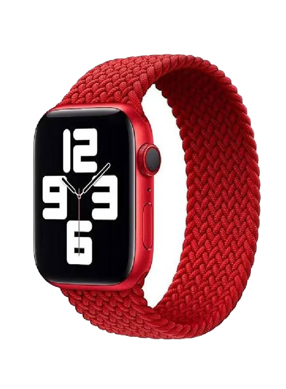 Braided Solo Loop Watch Band for Apple Watch Series 7 45mm, Red