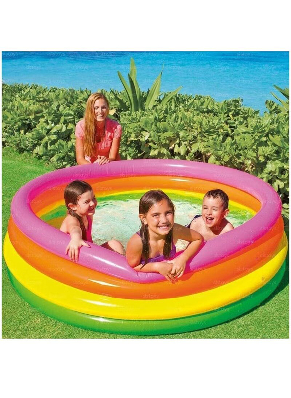 Intex 4 Ring Lightweight Portable Inflatable Swimming Pool, Multicolour