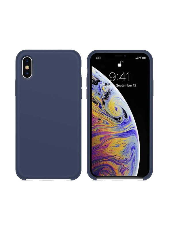 Apple iPhone XS Silky-soft touch Full-Body Mobile Phone Back Case Cover, Blue