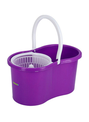 Royalford Easy 360 Degree Spinning Mop & Bucket Set with Extended Easy Press Stainless Steel Handle & Easy Wring Dryer Basket for Home, Kitchen & Floor Cleaning, Rf9443, Purple/White