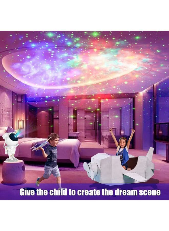 Kids Astronaut Star Galaxy Projector Light with Timer and Remote Control, White