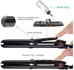 The Mohrim 3-In-1 Professional Steam Hair Straightener Flat Iron, Black