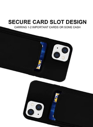 Apple iPhone 14 6.1 Inch Protective Shock-Absorbing Soft Slim Wallet Mobile Phone Case Cover, Black