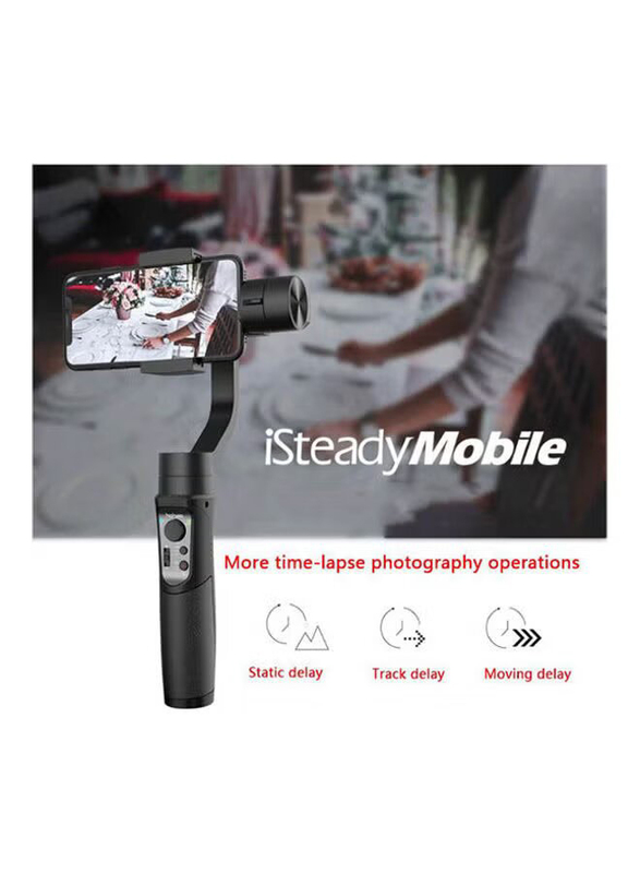 Hohem Universal Isteady Mobile Wireless Control Vertical Shooting Panorama Mode Handheld Gimbal Stabilizer for Smartphones, Black