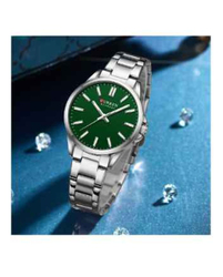 Curren Analog Watch for Women with Stainless Steel Band, Silver-Green