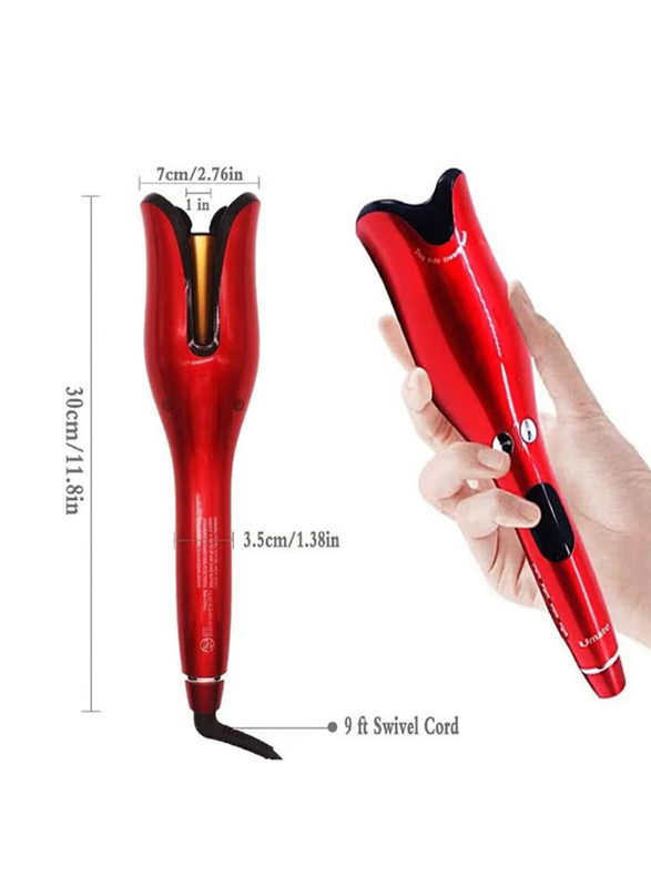 Arabest Automatic Ceramic Rotating Hair Curler, Red