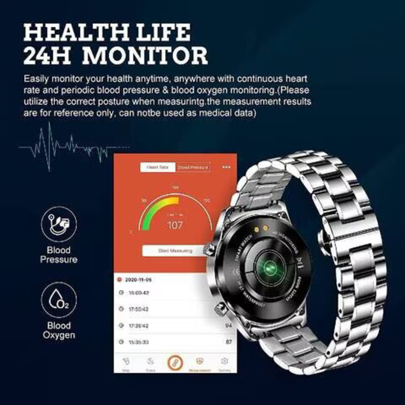 Haino Teko 1.3" Fitness Tracker Smart Watch with Heart Rate, Sleep Monitor, Full Touch Screen & IP67 Waterproof, Silver