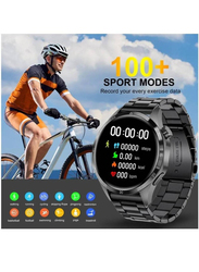 Roxxon IP68 Waterproof Smartwatch with Bluetooth Calling, Fitness Tracker, Heart Rate & Sleep Monitor for iPhone Android Black, Black