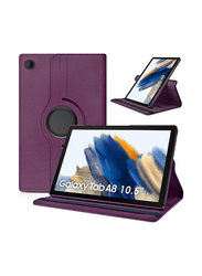 Samsung Galaxy Tab A8 Leather Tablet Flip Case Cover with 360 Degree Rotating Stand, Purple