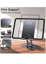 Rabos Adjustable Swivel Desktop Holder With 360 Degree Rotating Base Tablet Stand, Grey