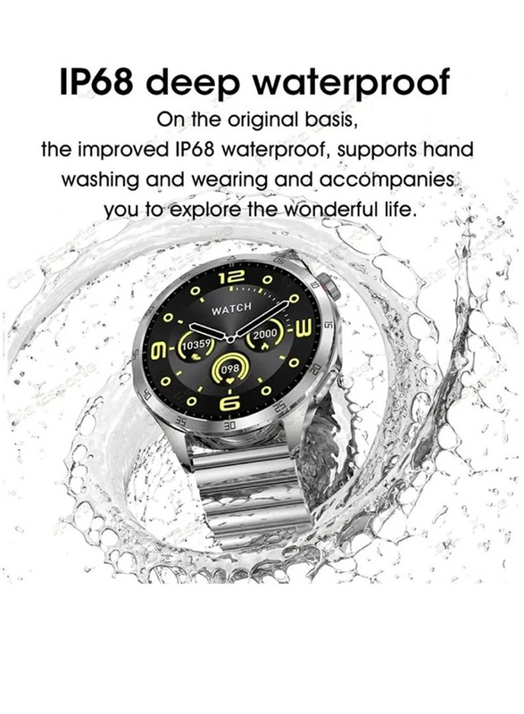 Waterproof Smartwatch with Bluetooth Calling, Fitness Tracker & Heart Rate Sleep Monitor for iPhone & Android, Silver
