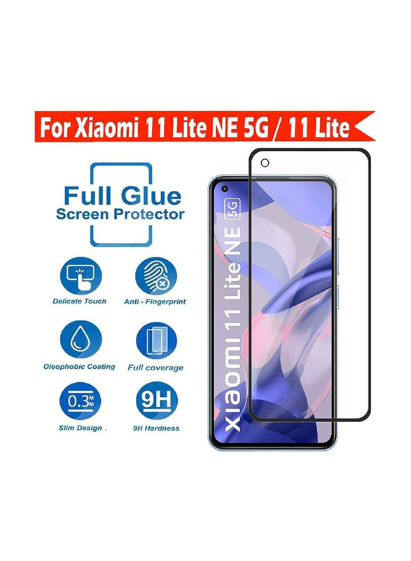 Xiaomi 11 Lite NE 5G/Xiaomi 11 Lite Bubble-Free Scratch-Resistant Tempered Glass Screen Protector, Clear