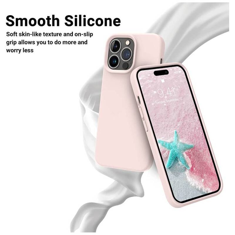 Apple iPhone 14 Pro Max 6.7-Inch Protective Silicone Shockproof Slim Thin Mobile Phone Back Case Cover, Pink