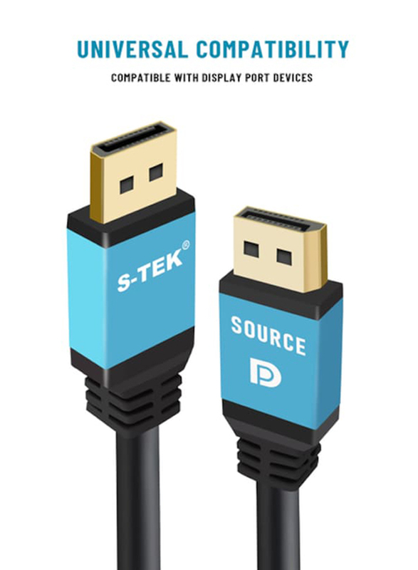 S-TEK 5-Meter Display Port Cable, HDMI to HDMI for Display Devices, Black/Blue