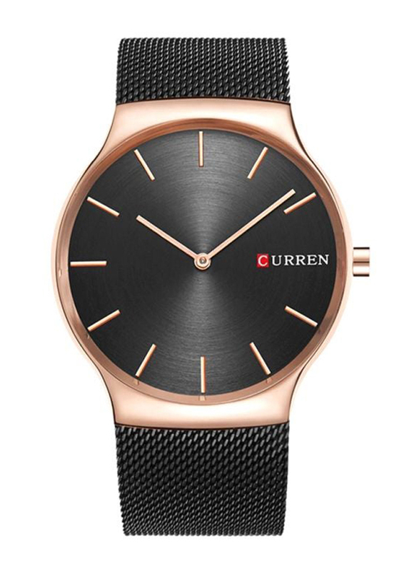 Curren Analog Watch for Men with Stainless Steel Band, Water Resistant, 8256Mh, Black