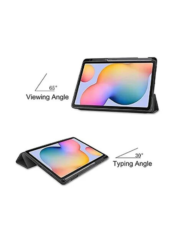 Samsung Galaxy Tab S6 Lite Protective Smart Slim Stand Hard Tablet Case Cover with Pen Slot, Black