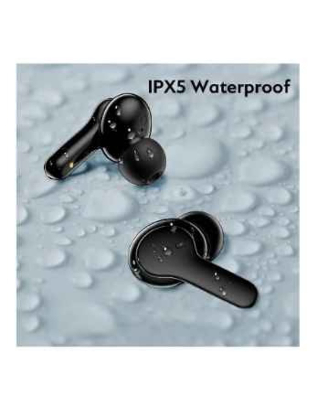 TWS Wireless Bluetooth Waterproof In-Ear Noise Cancelling Earbuds, Black