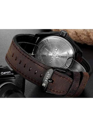 Curren Analog Watch for Men with Leather Band, 8301R, Brown-Black