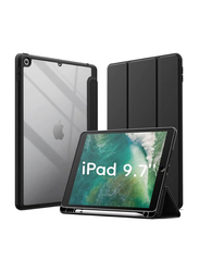 9.7-inch Apple iPad (5th/6th Generation) (2018/2017) Auto Wake/Sleep Back Shell Slim Stand Shockproof Tablet Case Cover, Black