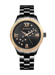 Curren New Fashion Quartz Movement Analog Watch for Women with Stainless Steel Band, Water Resistant, 9009, Black