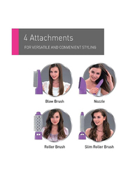 4 In 1 Electric Hair Dryer Styler Blow Brush, Purple