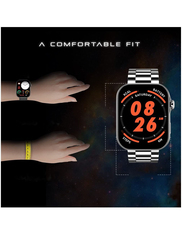 KKmoon Stainless Steel Smartwatch, Full Touch Screen, Bluetooth Calling, Blood Pressure, Heart Rate, Sleep Monitor, Silver