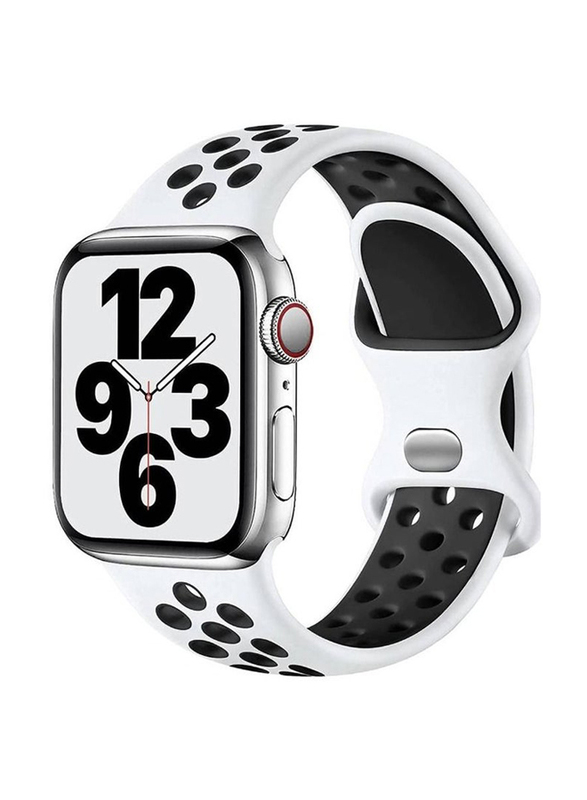 Sport Replacement Wrist Strap Band for Apple Watch 38/40mm, White/Black