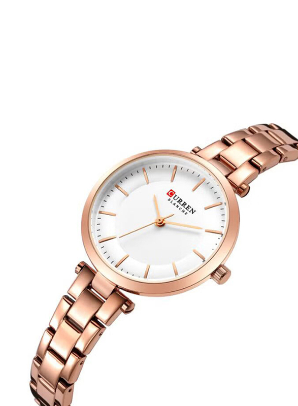 Curren Casual Analog Watch for Women with Stainless Steel Band, Water Resistant, J4170RGW-KM, Gold-White