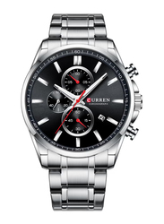 Curren Analog Watch for Men with Stainless Steel Band, Chronograph, 8368-2, Silver-Black