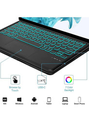 Dux Ducis Smart Detachable English Backlit Keyboard Case Cover for Samsung Galaxy Tab S8 Plus/S7 FE/S7 Plus 12.4 Inch, Black