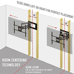 Aeon Full Motion TV Wall Mount with 32-inch Long Extension for 42 to 80-inch TVs, Black