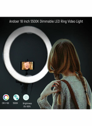 Andoer 18 Inch Led Video Light Dimmable Photography Ring Fill Light, Black