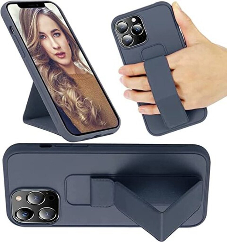 Apple iPhone 13 Pro Max Magnet Holder Hand Grip Car Mount Anti Scratch Shockproof Mobile Phone Case Cover, Navy Blue