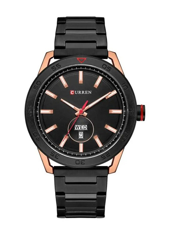 Curren Analog Watch for Men with Stainless Steel Band, Water Resistant, N484736252A, Black-Black