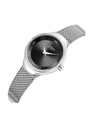 Curren Analog Wrist Watch for Women with Stainless Steel Band, C9028L-1, Silver-Black