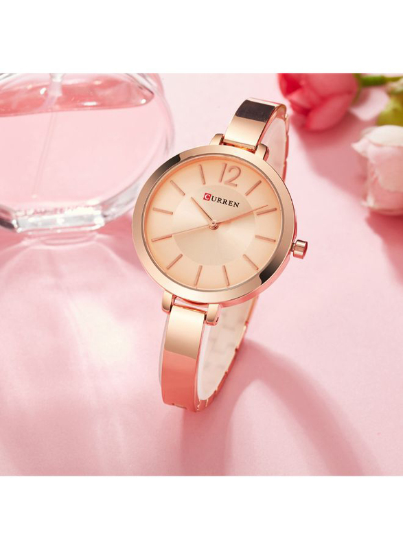 Curren Analog Watch for Women with Alloy Band, J3184RG-KM, Gold