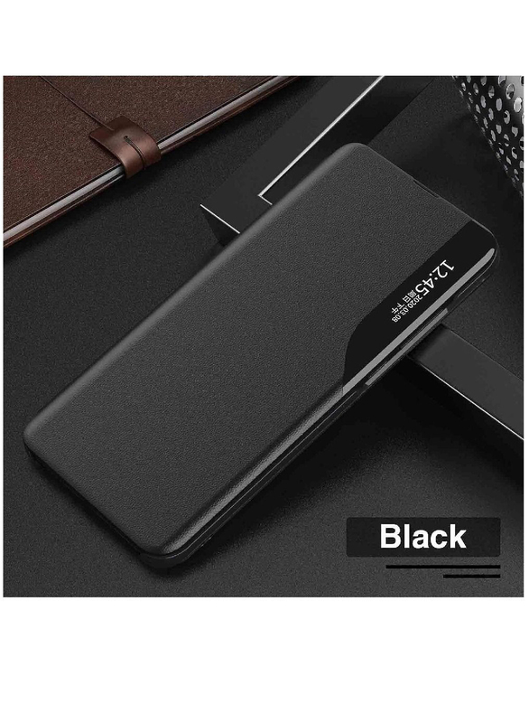 Case Me Xiaomi Mi 12s Pro/Xiaomi Mi 12 Pro Protective Windows Smart View Flip Foldable Kickstand Mobile Phone Case Cover, Black