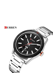 Curren Analog Watch for Men with Stainless Steel Band, Water Resistant, 8331, Silver-Black