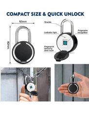 Arabest Round Type App Digital Biometric Smart Fingerprint Padlock, Black/Silver