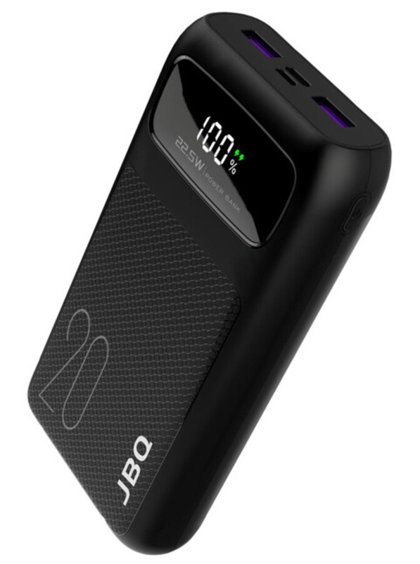 JBQ 20000mAh Fast Charging Power Bank with PD22.5W Dual Port USB and Type-C Input, Black