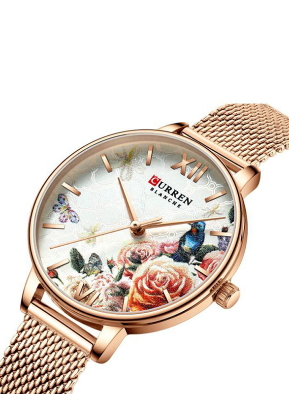 Curren Analog Watch for Women with Alloy Band, Water Resistant, J4274RG-KM, Multicolour-Gold