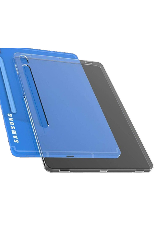 Samsung Galaxy Tab S7 Plus 12.4-inch Soft Flexible Transparent Bumper Back Tablet Case Cover with Tempered Glass Screen Protector, Clear