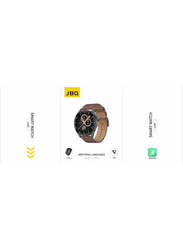 JBQ SW-G1 46mm Smart Watch with 1.36"AMOLED HD Display, SpO2 Tracking, All Day Heart Rate Monitoring, IP68 Waterproof, Wireless Call & Extra Strap, Black/Brown