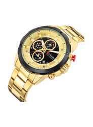 Curren Analog Watch for Men with Stainless Steel Band, Water Resistant and Chronograph, 8323, Gold-Multicolour