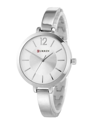 Curren Analog Watch for Women with Stainless Steel Band, Water Resistant, 9012, Silver-White