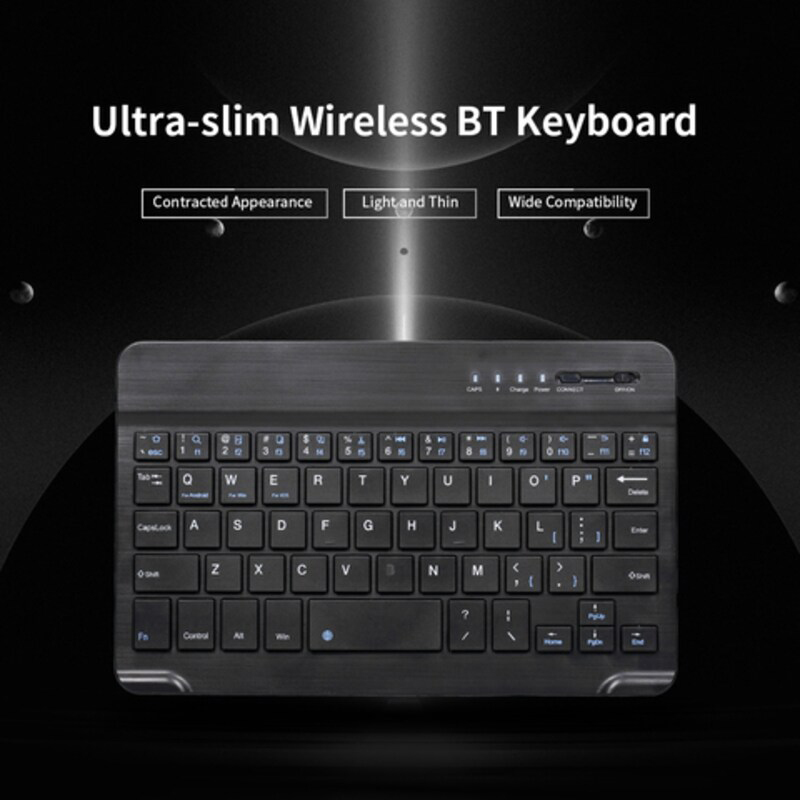 KKmoon 7" Wireless BT 3.0 Mini Ultra-Slim English Keyboard for iOS Windows Android Tablet Smartphone, Black