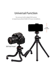 Jmary Flexible and Adjustable 360° Rotating Mini Tripod Stand Holder with Wireless Remote and Universal Clip, MT-25, Black