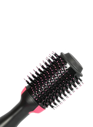 3 in 1 Straightening Brush Volumizer and Hair Dryer, Black/Pink