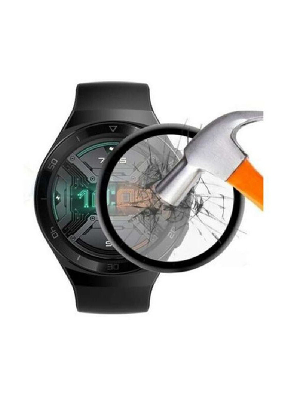 2-Piece Matte Tempered Glass Screen Protector for Huawei Watch GT2e 46 mm, Clear/Black